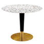 Zinque 40" Round Terrazzo Dining Table in Gold Whi