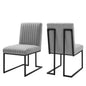 Indulge Channel Tufted Fabric Dining Chairs Set of 2 by Modway
