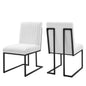 Indulge Channel Tufted Fabric Dining Chairs Set of 2 by Modway