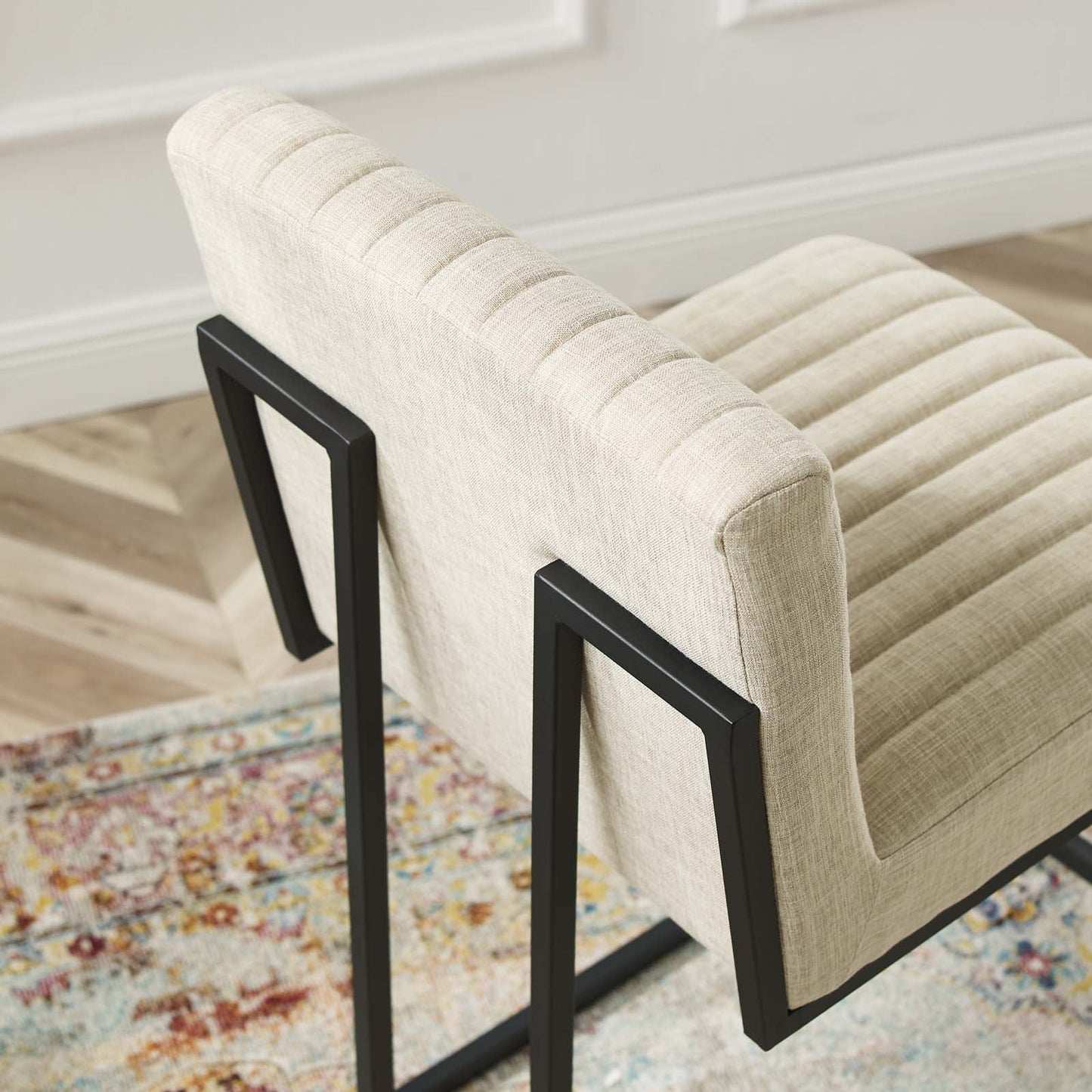 Indulge Channel Tufted Fabric Counter Stools Set of 2 by Modway