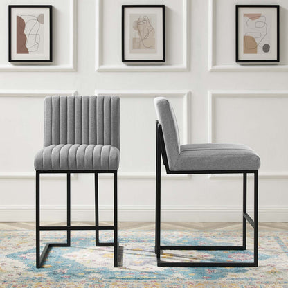 Indulge Channel Tufted Fabric Counter Stools Set of 2 by Modway