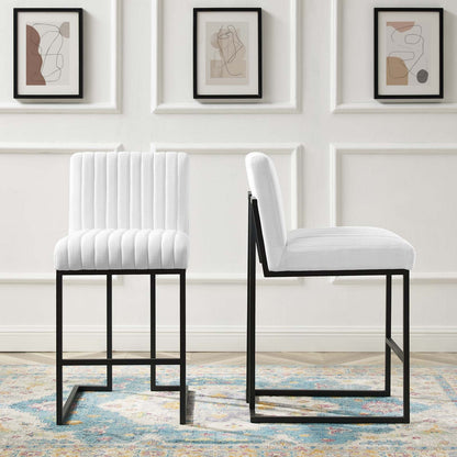 Indulge Channel Tufted Fabric Counter Stools Set of 2 by Modway