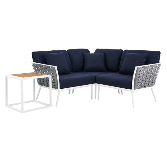 Stance 4 Piece Outdoor Patio Aluminum Sectional Sofa Set by Modway