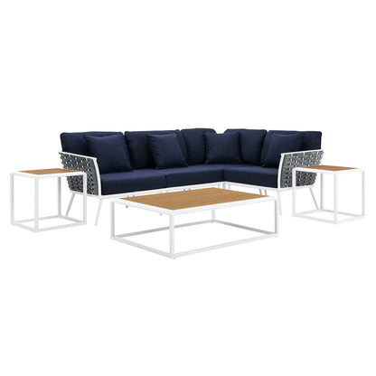 Stance 7 Piece Outdoor Patio Aluminum Sectional Sofa Set by Modway