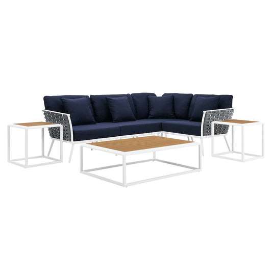 Stance 7 Piece Outdoor Patio Aluminum Sectional Sofa Set by Modway
