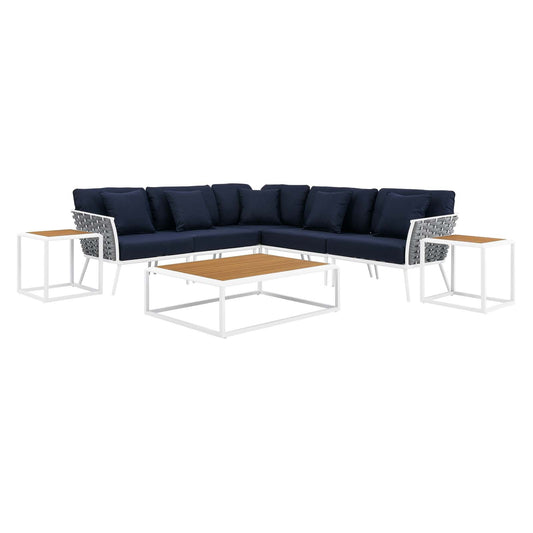 Stance 8 Piece Outdoor Patio Aluminum Sectional Sofa Set by Modway