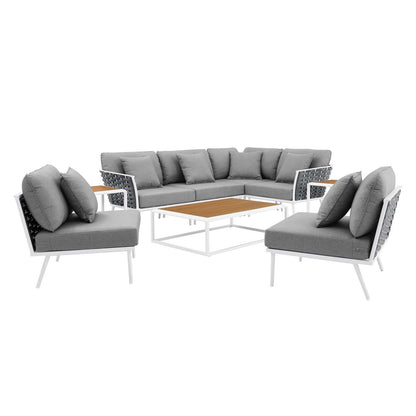 Stance 9 Piece Aluminum Outdoor Patio Aluminum Sectional Sofa Set by Modway