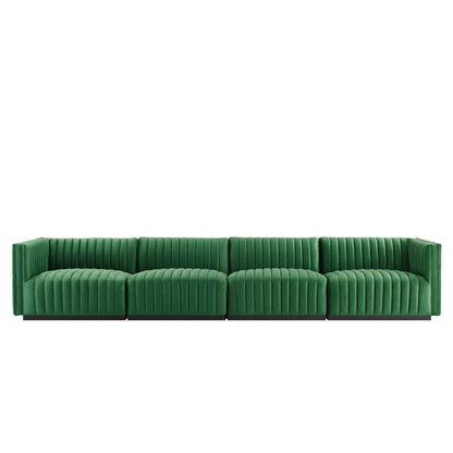 Conjure 4-Piece Channel Tufted Performance Velvet Sofa by Modway