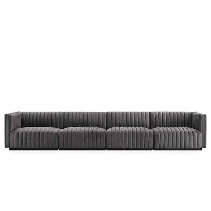 Conjure 4-Piece Channel Tufted Performance Velvet Sofa by Modway