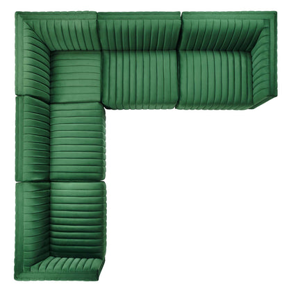 Conjure 5-Piece Channel Tufted Performance Velvet Sectional by Modway