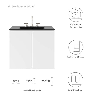 Bryn 30" Wall-Mount Bathroom Vanity by Modway