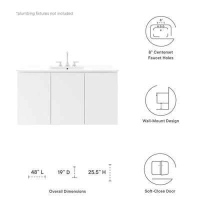 Bryn 48" Wall-Mount Bathroom Vanity by Modway