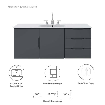 Vitality 48" Single Sink Bathroom Vanity by Modway