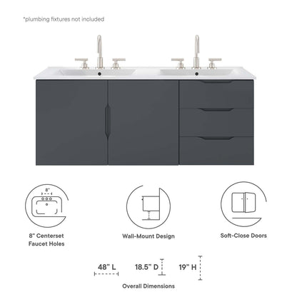 Vitality 48" Double Sink Bathroom Vanity by Modway