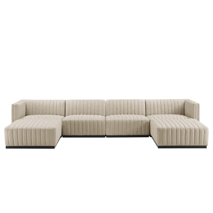 Conjure 6-Piece Channel Tufted Upholstered Fabric Sectional Sofa by Modway