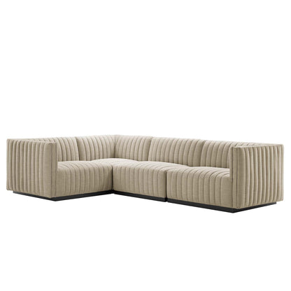Conjure 4-Piece Channel Tufted Upholstered Fabric L-Shaped Sectional by Modway
