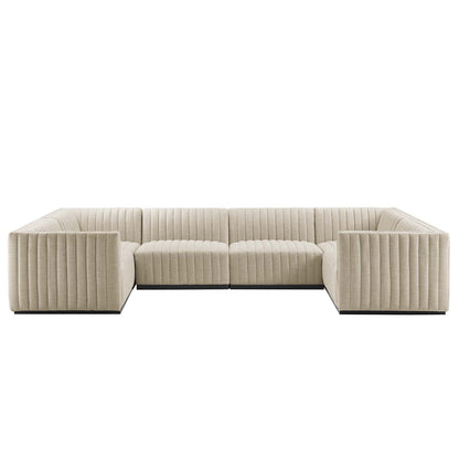 Conjure 6-Piece Channel Tufted Upholstered Fabric U-Shaped Sectional by Modway
