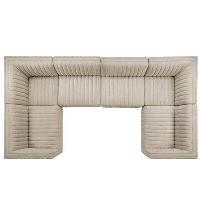 Conjure 6-Piece Channel Tufted Upholstered Fabric U-Shaped Sectional by Modway