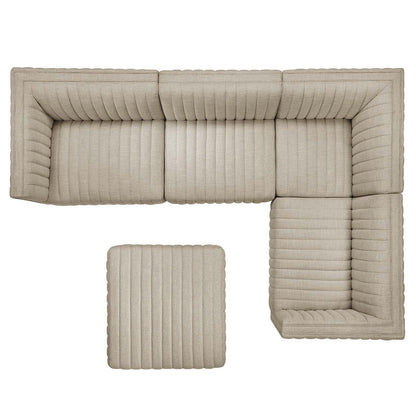 Conjure 5-Piece Channel Tufted Upholstered Fabric Sectional by Modway