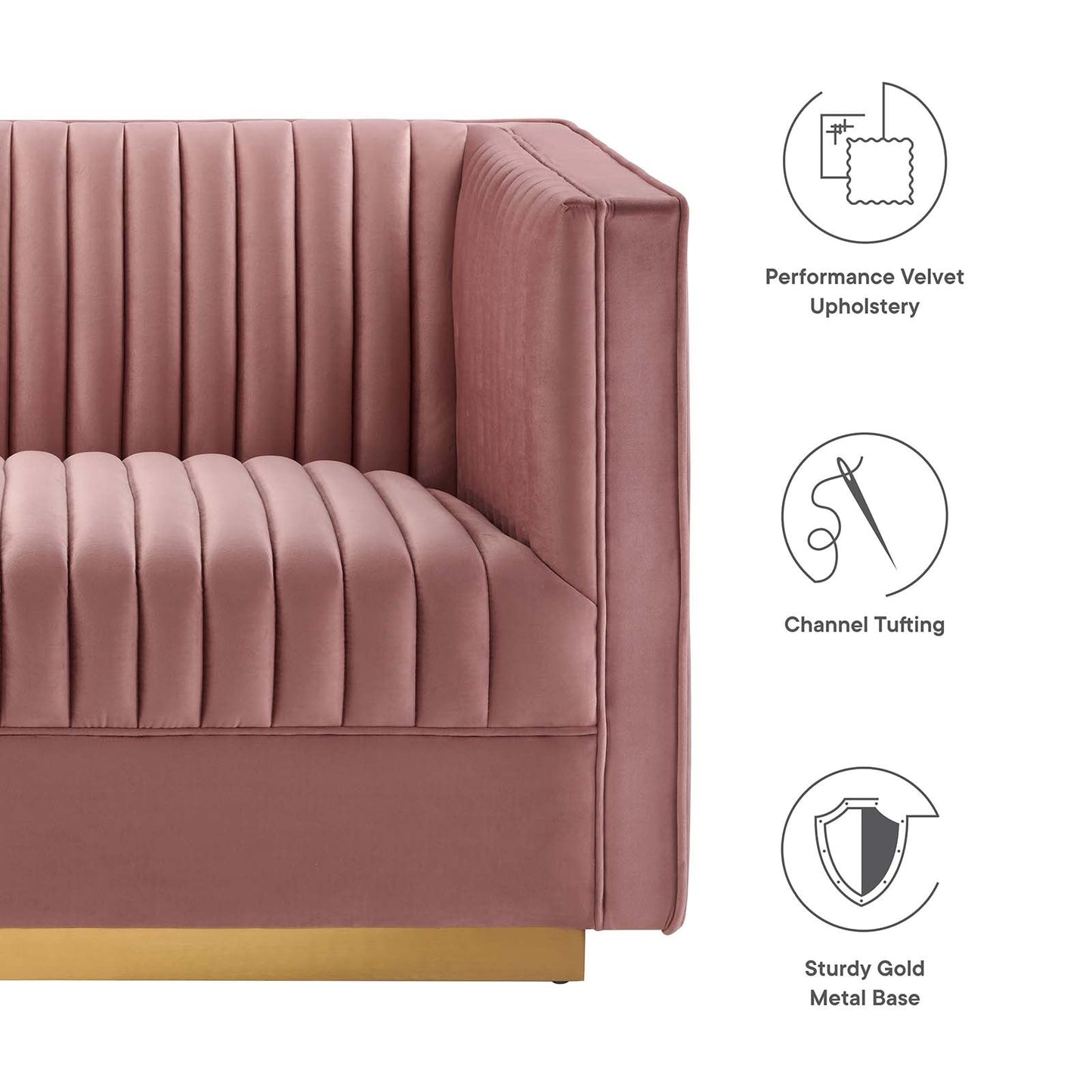 Sanguine Channel Tufted Performance Velvet Modular Sectional Sofa Loveseat by Modway