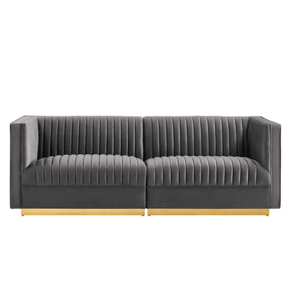 Sanguine Channel Tufted Performance Velvet Modular Sectional Sofa Loveseat by Modway