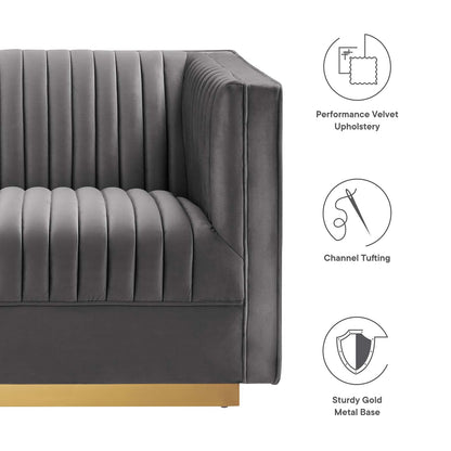 Sanguine Channel Tufted Performance Velvet Modular Sectional Sofa Loveseat by Modway