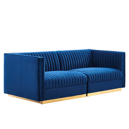 Sanguine Channel Tufted Performance Velvet Modular Sectional Sofa Loveseat by Modway