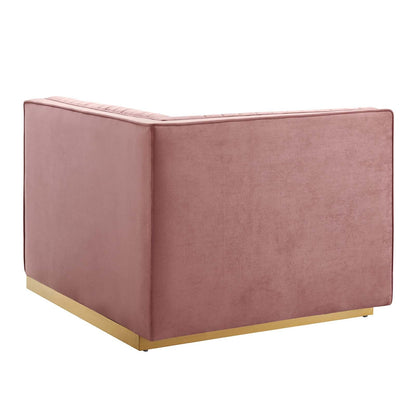 Sanguine Channel Tufted Performance Velvet 3-Seat Modular Sectional Sofa by Modway