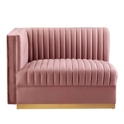 Sanguine 4-Piece Channel Tufted Performance Velvet Right-Facing Modular Sectional Sofa by Modway
