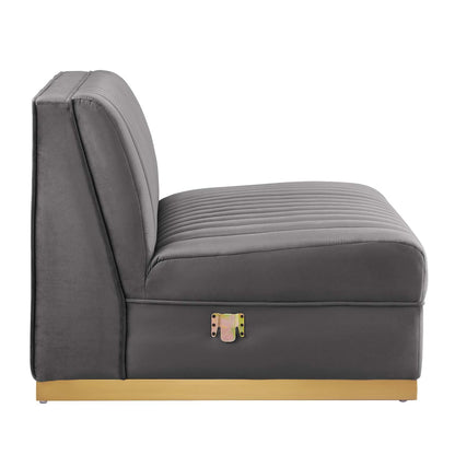 Sanguine 4-Piece Channel Tufted Performance Velvet Left-Facing Modular Sectional Sofa by Modway