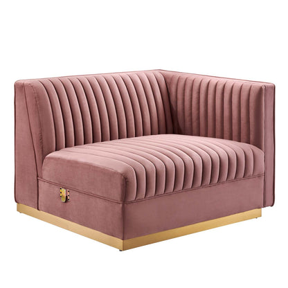 Sanguine 5-Piece Channel Tufted Performance Velvet Left-Facing Modular Sectional Sofa by Modway