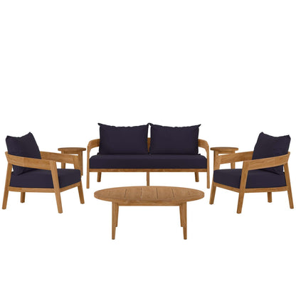 Brisbane 6-Piece Teak Wood Outdoor Patio Set by Modway