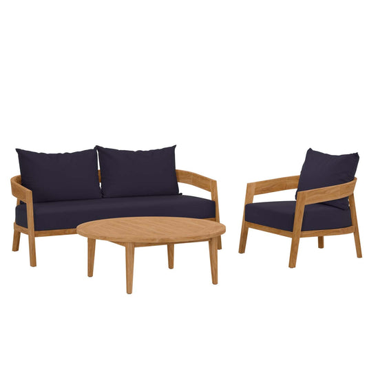 Brisbane 3-Piece Teak Wood Outdoor Patio Set by Modway