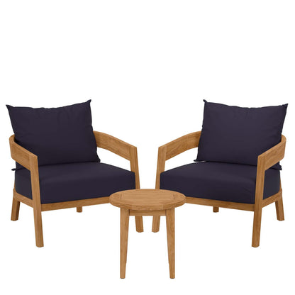 Brisbane 3-Piece Teak Wood Outdoor Patio Set by Modway