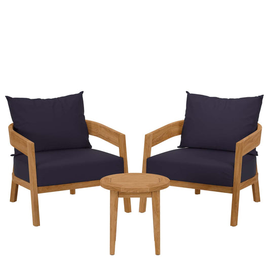 Brisbane 3-Piece Teak Wood Outdoor Patio Set by Modway