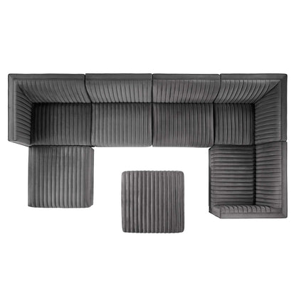 Sanguine Channel Tufted 5-Piece Right-Facing Modular Sectional Sofa in Navy