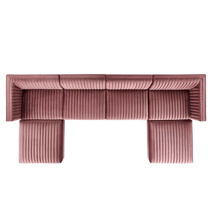 Sanguine 6-Piece Channel Tufted Performance Velvet Modular Sectional Sofa by Modway