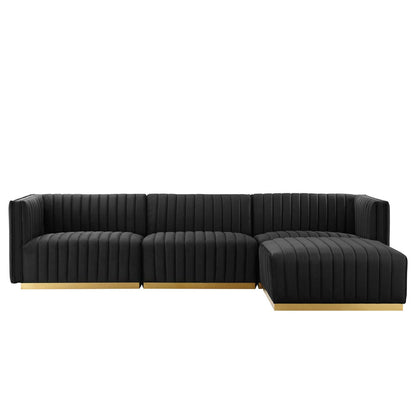 Conjure Channel Tufted 4-Piece Performance Velvet
