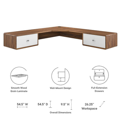 Transmit 55" Wall Mount Corner Wood Office Desk by Modway