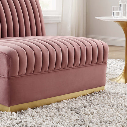 Sanguine Channel Tufted Performance Velvet Modular Sectional Sofa Armless Chair by Modway