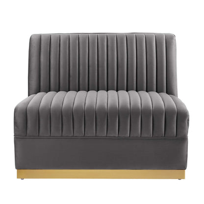 Sanguine Channel Tufted Performance Velvet Modular Sectional Sofa Armless Chair by Modway