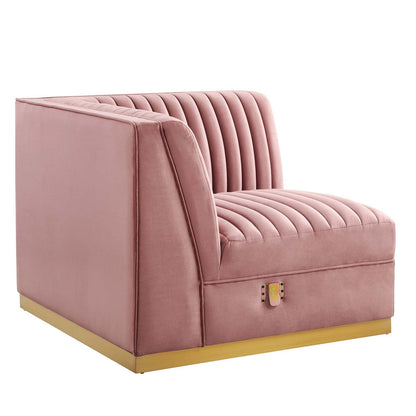 Sanguine Channel Tufted Performance Velvet Modular Sectional Sofa Left Corner Chair by Modway