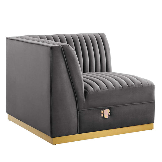 Sanguine Channel Tufted Performance Velvet Modular Sectional Sofa Left Corner Chair by Modway