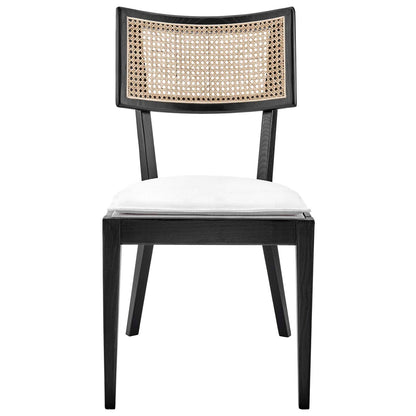 Caledonia Fabric Upholstered Wood Dining Chair Set of 2 by Modway
