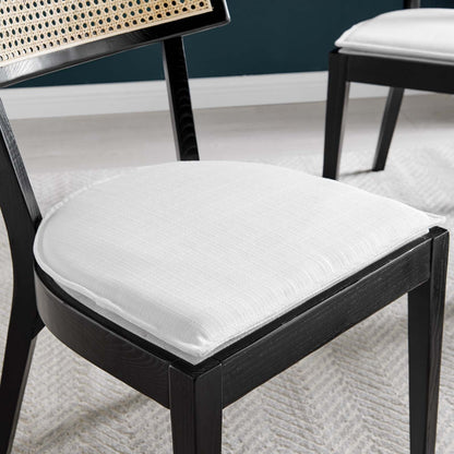 Caledonia Fabric Upholstered Wood Dining Chair Set of 2 by Modway