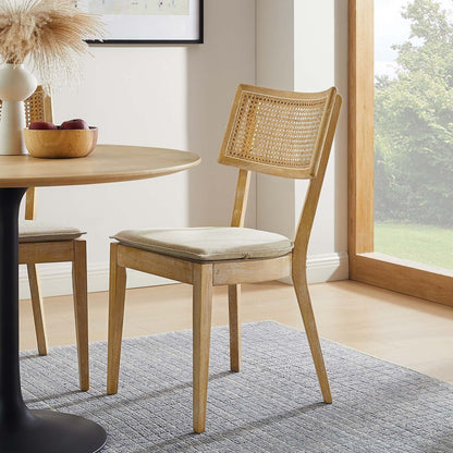 Caledonia Fabric Upholstered Wood Dining Chair Set of 2 by Modway