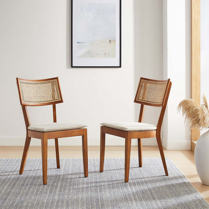 Caledonia Fabric Upholstered Wood Dining Chair Set of 2 by Modway