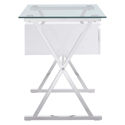 Sector 56" Glass Top Glass Office Desk by Modway