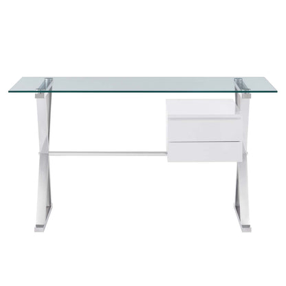 Sector 56" Glass Top Glass Office Desk by Modway