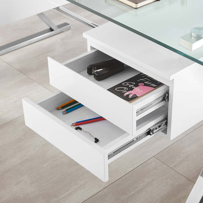 Sector 71" Glass Top Glass Office Desk by Modway